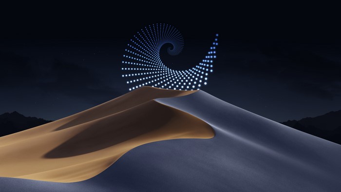 4K Night Desert Dunes with Fibonacci Spiral