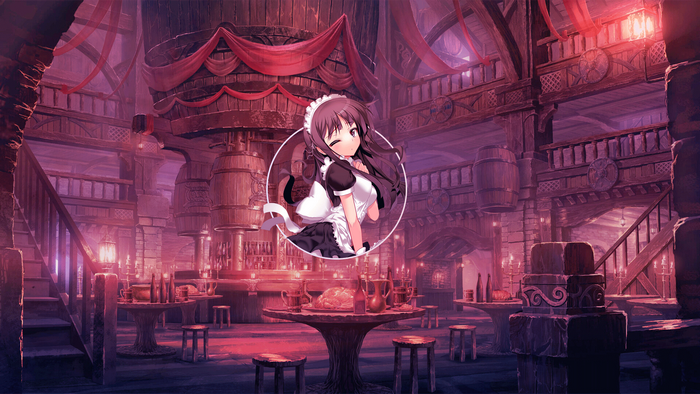 Anime maid in a tavern