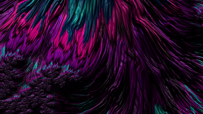 Abstract fractal artwork with purple and teal colors