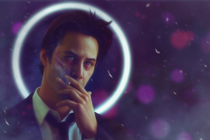 John Constantine from DC Comics smoking cigarette