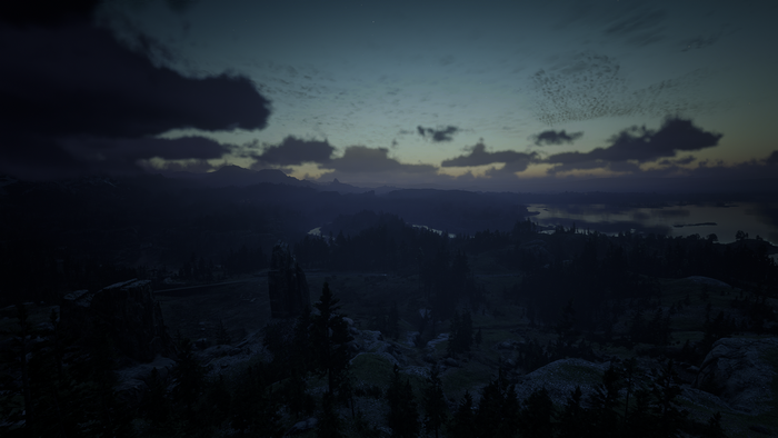 Red Dead Redemption 2 landscape at dusk