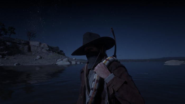Man with bow and arrow in Red Dead Redemption 2