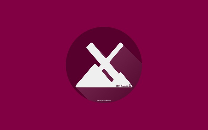 MX Linux logo on a purple background