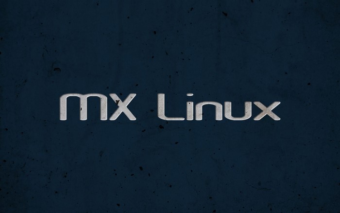 MX Linux text logo on a dark background