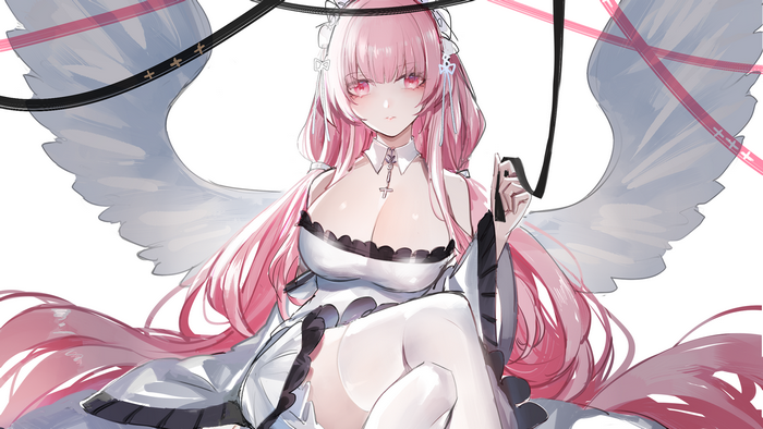 Perseus from Azur Lane with pink hair and wings