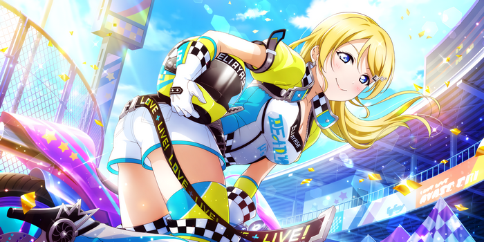 Ayase Eli from Love Live! Series in racing outfit