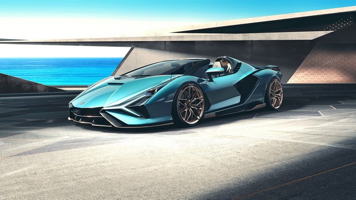 Lamborghini Sian Roadster in blue