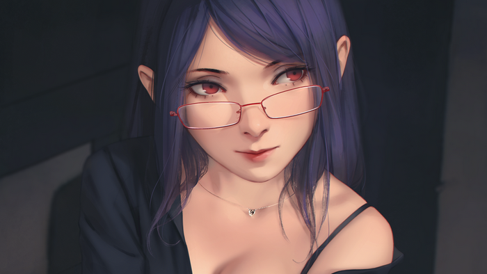 Kamishiro Rize from Tokyo Ghoul wearing glasses