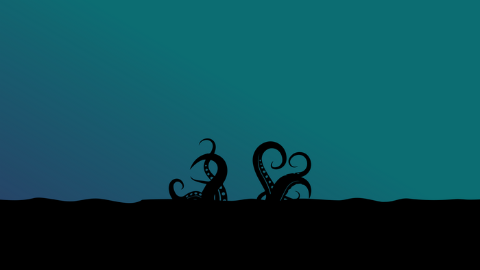 Black minimalist tentacles emerging from water