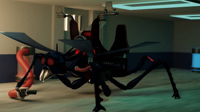 Cyborg insect vehicle in a laboratory