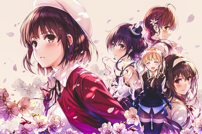 Anime girls from Saenai Heroine no Sodatekata with flowers