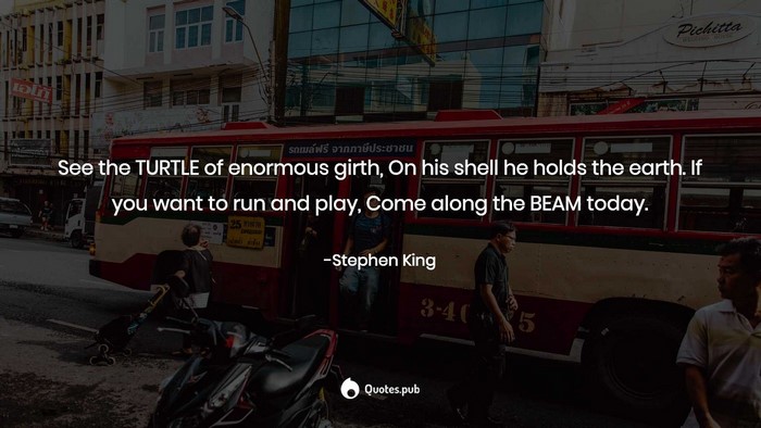 Stephen King quote about a turtle and the BEAM