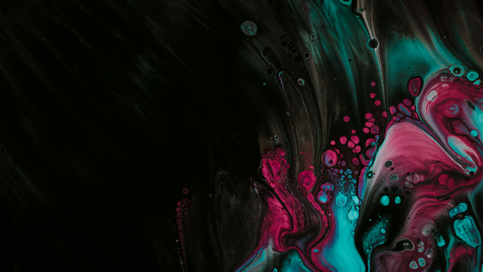 Abstract fluid art with pink and teal colors