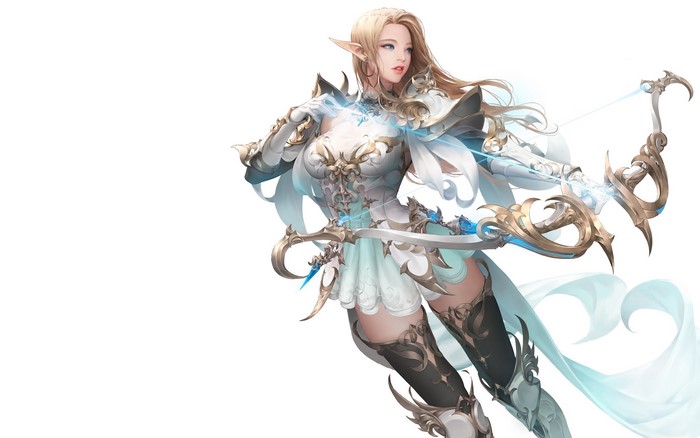 Elf archer with ornate armor and bow