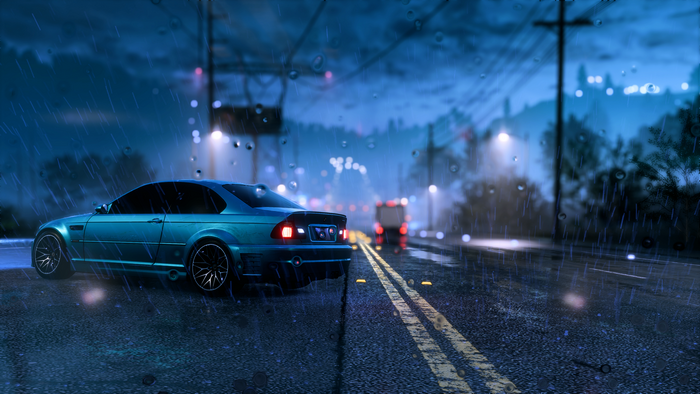 4K NFS Heat Rain City Night BMW