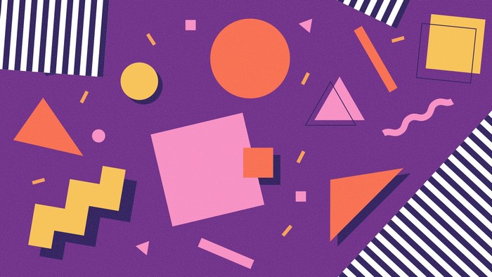 90s geometric abstract art with purple texture