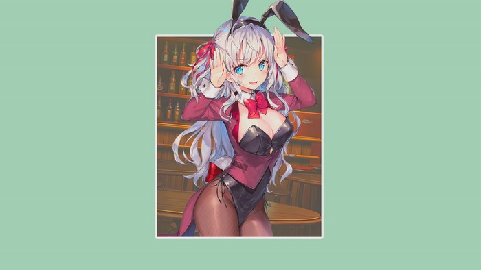 Anime bunny girl in a bar