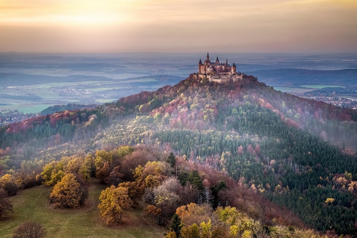 Hohenzollern Castle in Baden-Württemberg, Germany during autumn