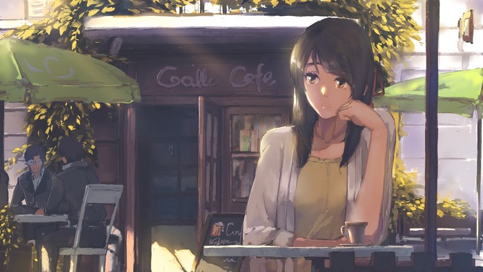 Mitsuha Miyamizu from Kimi no Na Wa at a cafe