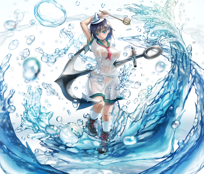 Murasa Minamitsu from Touhou with an anchor and water