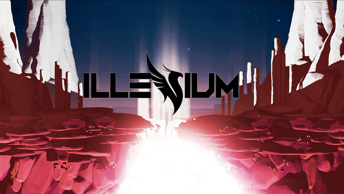Millenium logo with abstract landscape