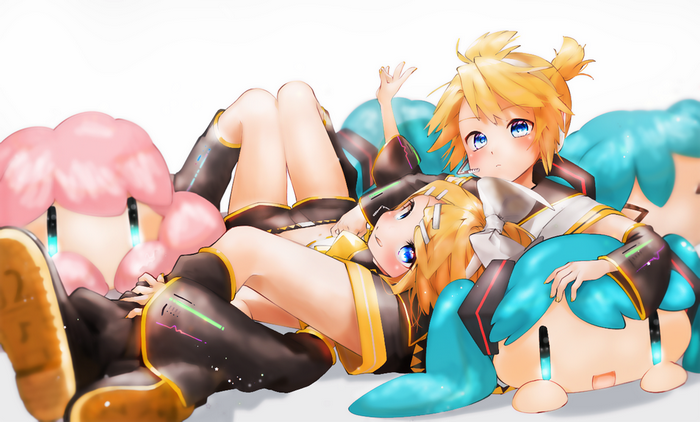 Kagamine Rin and Len with Vocaloid characters