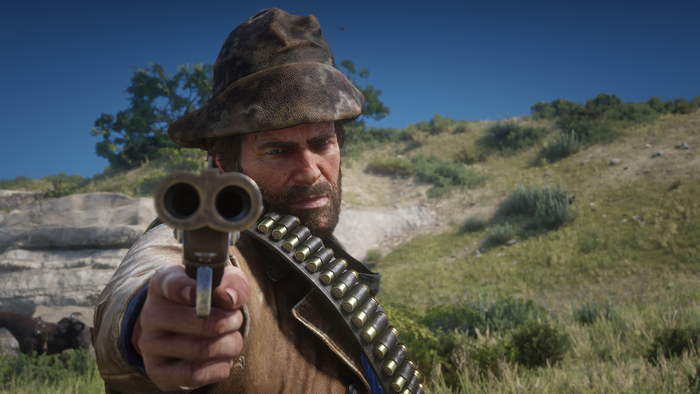 Man with shotgun in Red Dead Redemption 2