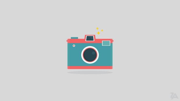 Camera illustration with Adobe logo