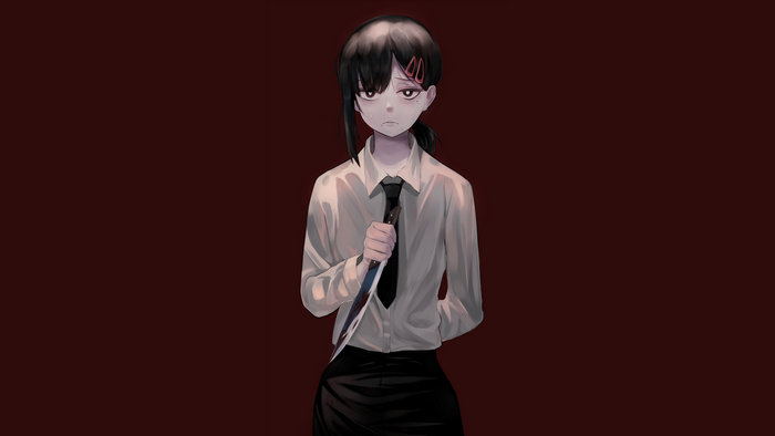 Kobeni from Chainsaw Man holding a knife