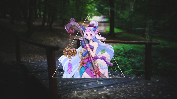 Lillia from League of Legends in a forest