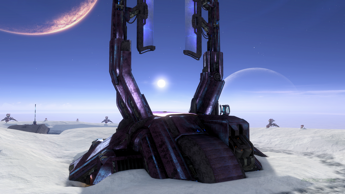 Halo 3 Snowbound Multiplayer Map with Covenant Structures
