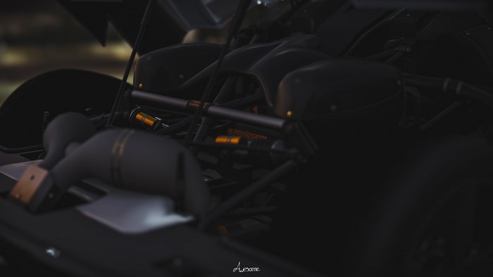 Koenigsegg Agera One:1 engine bay in Forza Horizon 4
