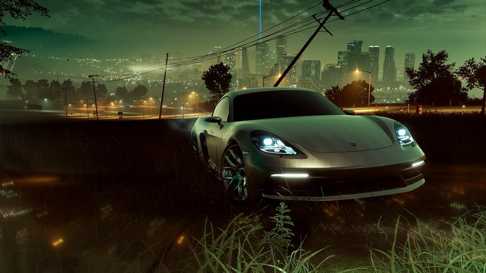 Porsche 718 Cayman in Need for Speed Heat at night
