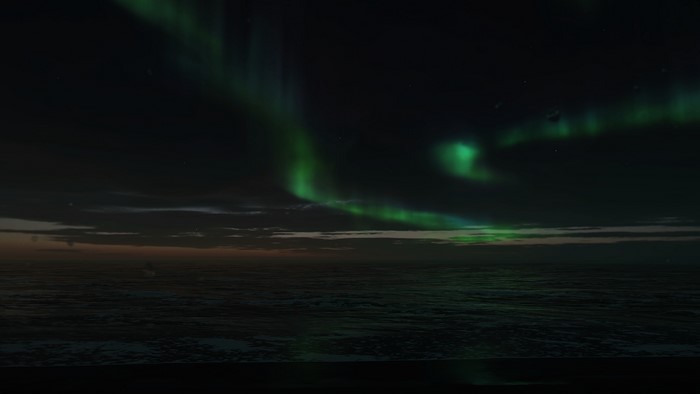 Aurora Borealis over the ocean