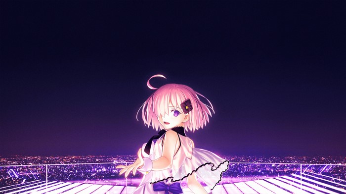 Mash Kyrielight from Fate/Grand Order at night
