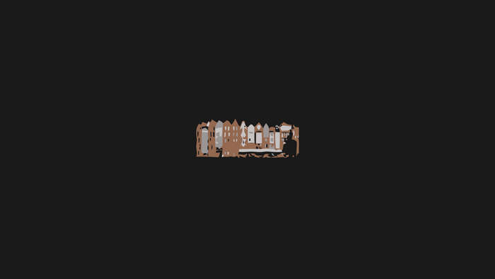 Minimalist abstract illustration of buildings in brown and white