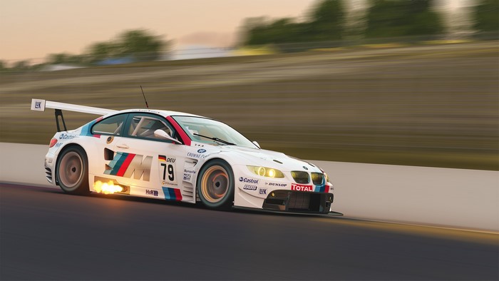 BMW M3 GT2 '79 race car with exhaust flare