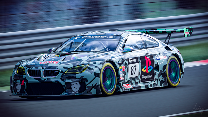 BMW M6 GT3 racing car with Gran Turismo Sport livery