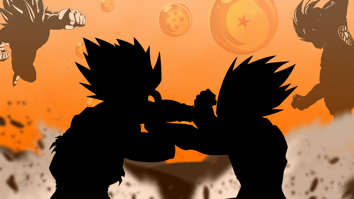 Vegeta and Son Goku fighting from Dragon Ball Z