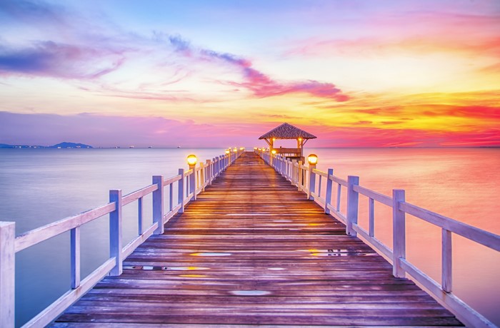 4K Pier at Sunset Over the Sea
