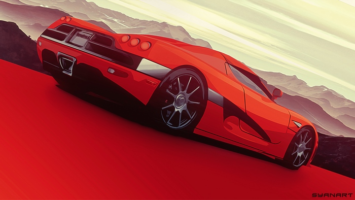 Red Koenigsegg CCGT in a Mountainous Landscape