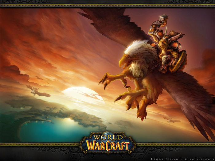 Dwarf riding a Griffin in World of Warcraft