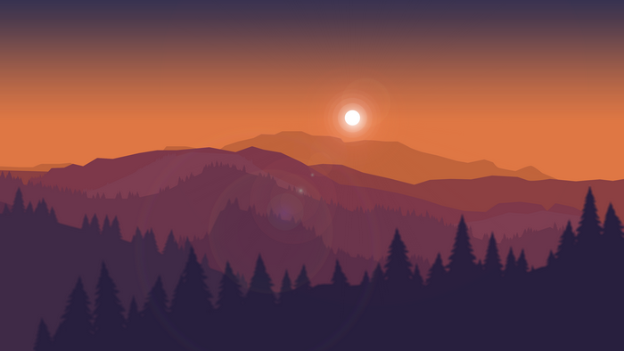 Minimalist Mountain Forest Sunset 4K