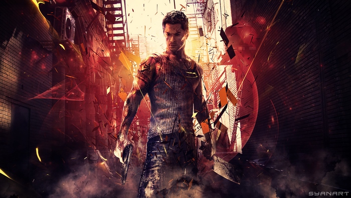 Wei Shen from Sleeping Dogs holding weapons