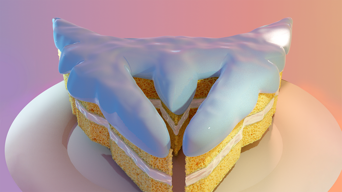Overwatch League cake slice with blue frosting