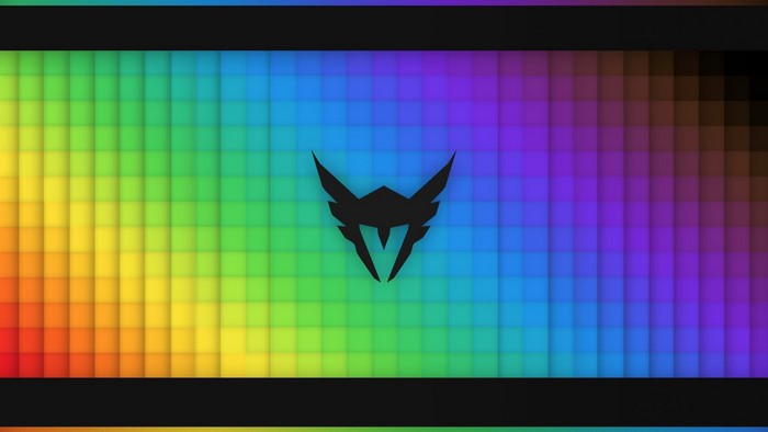 Overwatch League logo on rainbow gradient background