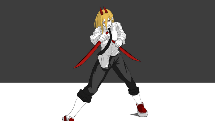 Power from Chainsaw Man with swords