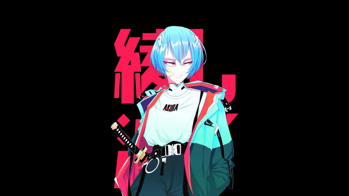 4K Ayanami Rei from Neon Genesis Evangelion with Katana