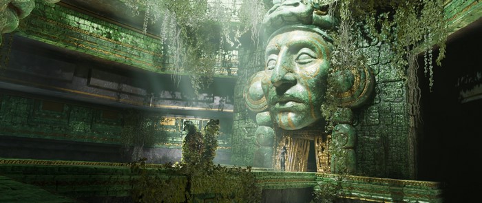 Lara Croft in a jungle temple from Shadow of the Tomb Raider