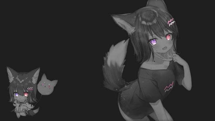 Anime fox girl with colorful eyes